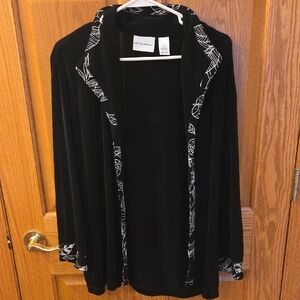Alfred Dunner Black Cardigan with White Accents